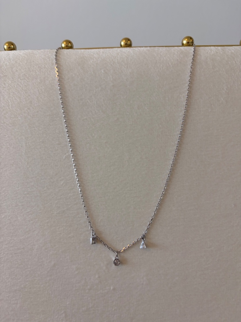 Swarovski Silver Tone Geometric Drop Pendant Necklace